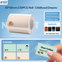 Niimbot B21 Cartoon Pattern Smart Portable for B21 Label Printer Paper Thermal Label Waterproof Stickers Fast Printing Stickers