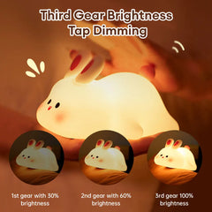 Cute Rabbit Silicone Pat Lamp Soft Light Touch Sensor Bedside Night Light Childern Kid Sleep Accompany Light for Decor Gift